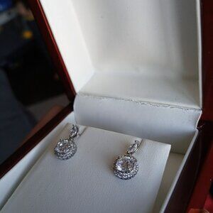 ✨️ Authentic Sterling Silver & CZ Halo Earrings 💎